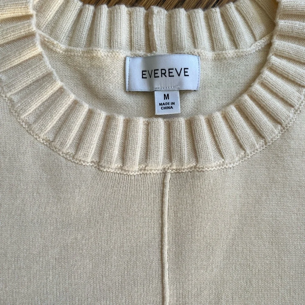 EVEREVE Cream Women's Sweater with suede trim - Picture 2 of 9